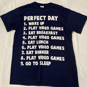 Perfect Day - Play Video Games Navy Blue T-Shirt, Size M, Never Worn